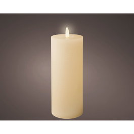 Lumineo Bougie LED en cire beige avec effet flamme