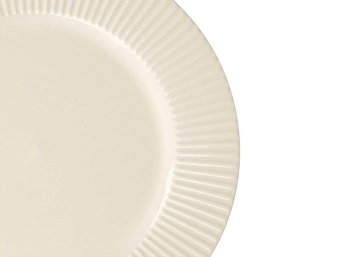 VESSIA Plat plat en porcelaine relief rayures 27cm blanc VESSIA Plat plat en porcelaine relief rayures 27cm blanc