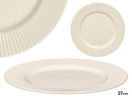 VESSIA Plat plat en porcelaine relief rayures 27cm blanc