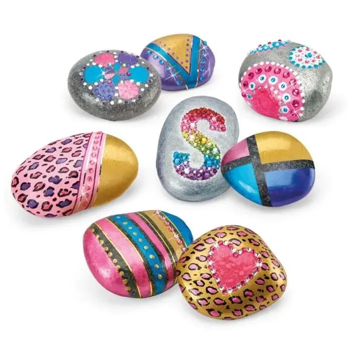 Crazart LEXIBOOK - Kit de création artistique sur pierres avec effet métallique - 8 pierres, peintures, pinceaux, outils et gemmes - À partir de 6 ans Crazart LEXIBOOK - Kit de création artistique sur pierres avec effet métallique - 8 pierres, peintures, pinceaux, outils et gemmes - À partir de 6 ans