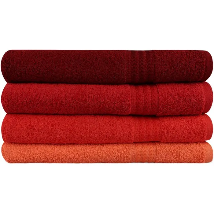 Ensemble de 4 serviettes de bain Orange - 70 x 140 cm