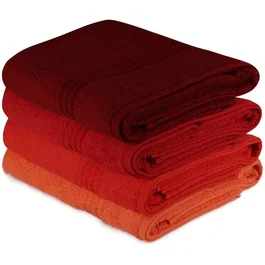 Ensemble de 4 serviettes de bain Orange - 70 x 140 cm