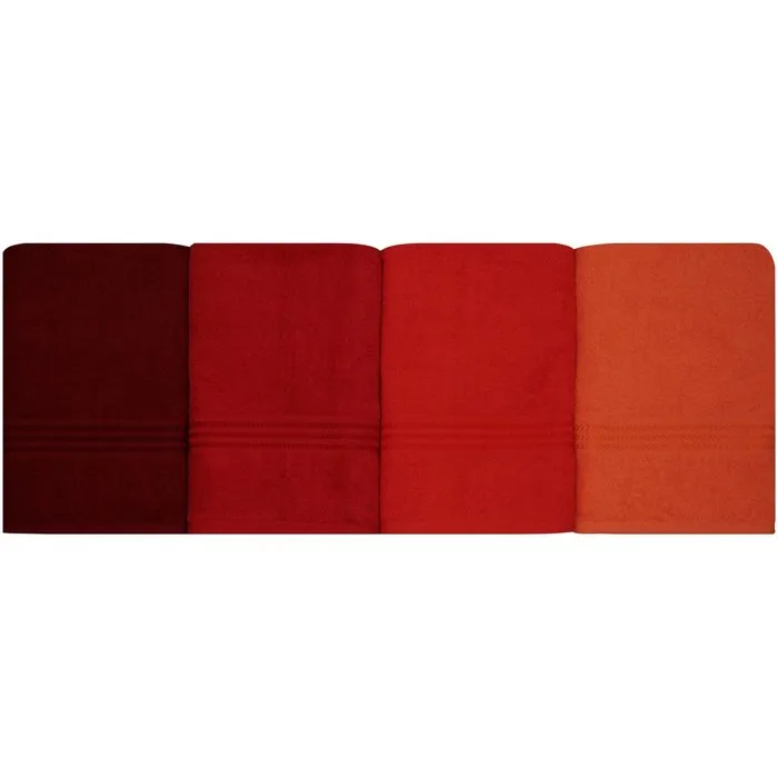 Ensemble de 4 serviettes de bain Orange - 70 x 140 cm