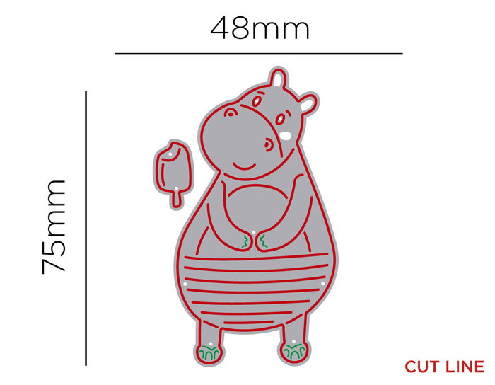 Misskuty Emporte-pièce fin ZAG Infantil hippopotame avec glace, pack de 2