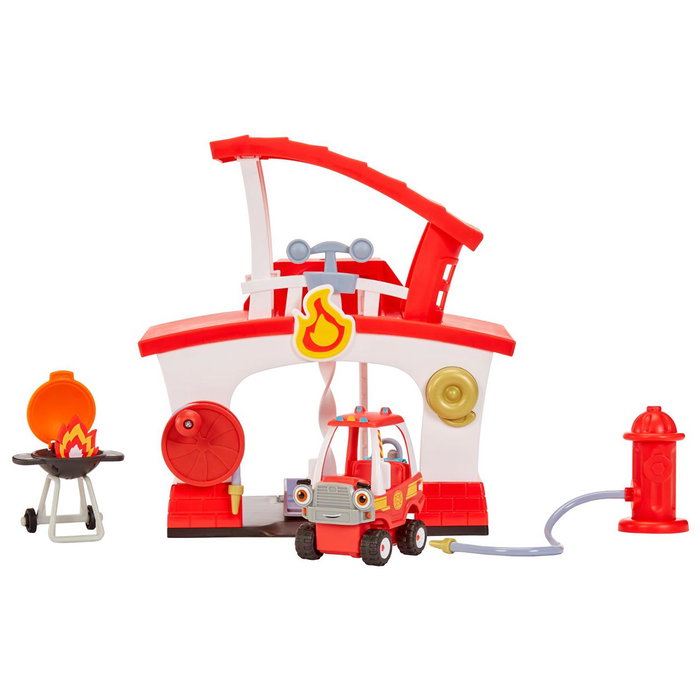 MGA Let's Go Cozy Coupe Station de pompiers 661310, camion de pompiers avec hydrant et accessoires, jouet d'imagination dès 18 mois