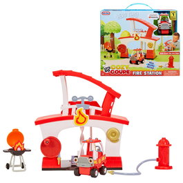 MGA Let's Go Cozy Coupe Station de pompiers 661310, camion de pompiers avec hydrant et accessoires, jouet d'imagination dès 18 mois