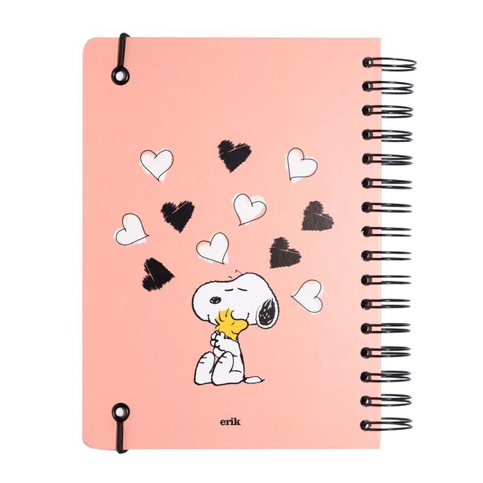 ERIK - Carnet Snoopy A5 - 90 pages - Couverture rigide avec reliure Wire-O - Élastique de fermeture et pochette intérieure ERIK - Carnet Snoopy A5 - 90 pages - Couverture rigide avec reliure Wire-O - Élastique de fermeture et pochette intérieure