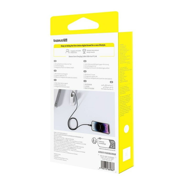 Baseus Câble USB vers Lightning Noir Or 2 m Baseus Câble USB vers Lightning Noir Or 2 m