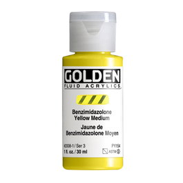 Golden Couleurs acryliques fluides Jaune Benzimidazolone Moyen 30 ml