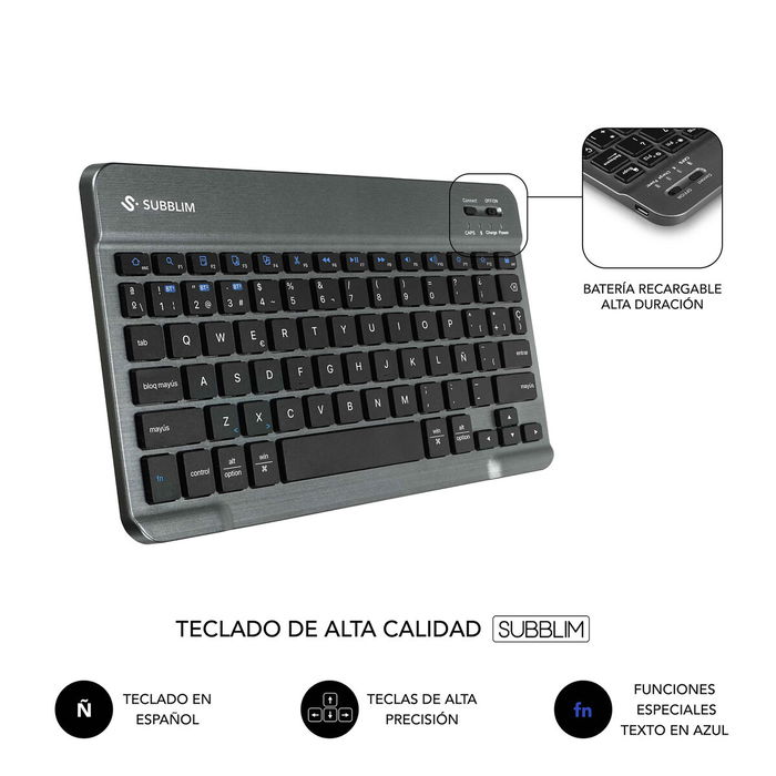 Housse pour Tablette Subblim SUBKT3-BTL320 Noir Espagnol Qwerty QWERTY
