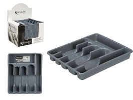 KINVARA Porte-couverts en plastique 6 compartiments Gris
