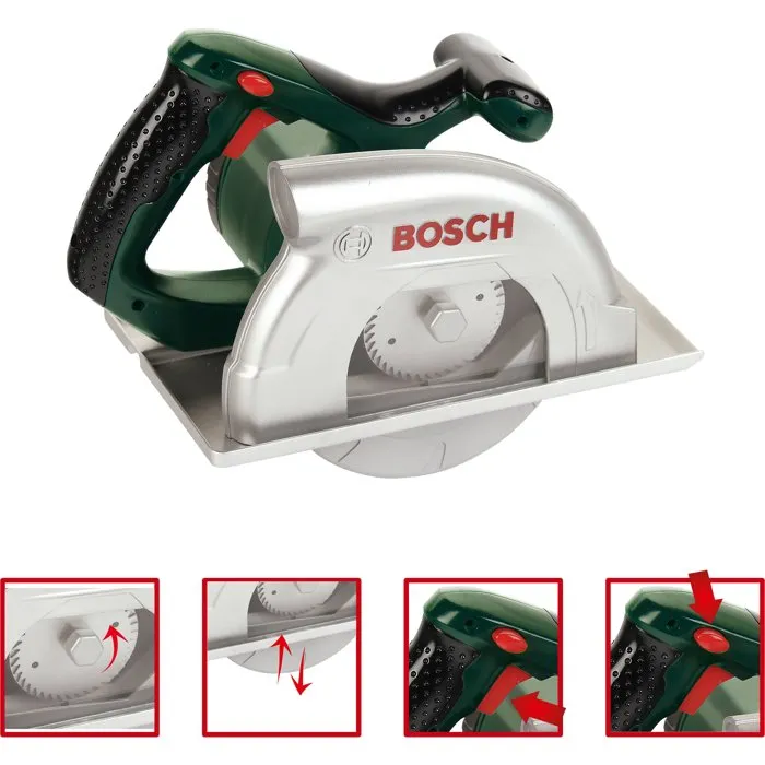 Klein - Scie circulaire électronique Bosch Jouet Enfant Reproduction avec Bruit, Lumière et Disque Rotatif - A Partir de 3 Ans - 23 x 16 x 14.5 cm
