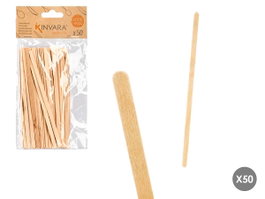 Kinvara Lot de 50 Bâtonnets Café Bois Bouleau 10x20x0.5 cm (Set de 36)