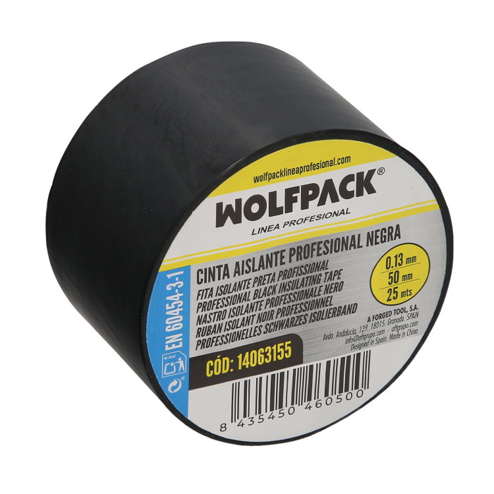 WOLFPACK LINEA PROFESIONAL Ruban Isolant Professionnel Noir 50 mm x 25 m WOLFPACK LINEA PROFESIONAL Ruban Isolant Professionnel Noir 50 mm x 25 m