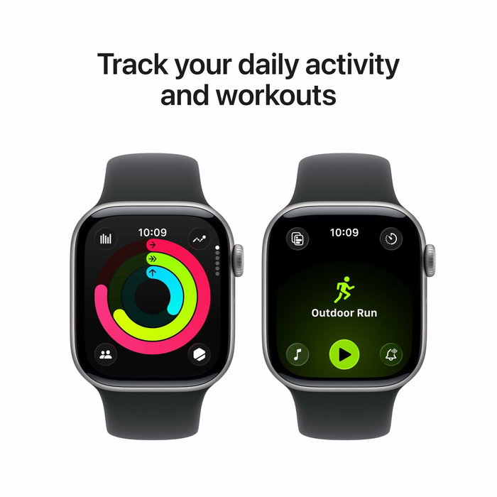 Apple Watch Series 11 GPS + Cellular 42mm Aluminium Gris Sidéral - Bracelet Sport Noir S/M Apple Watch Series 11 GPS + Cellular 42mm Aluminium Gris Sidéral - Bracelet Sport Noir S/M