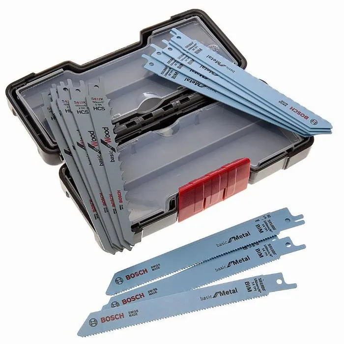 Bosch Set de 15 Lames de Scie Sauteuse Wood and Metal Basic, modèles S 918 AF, S 918 BF et S 617 K pour Bois et Métal