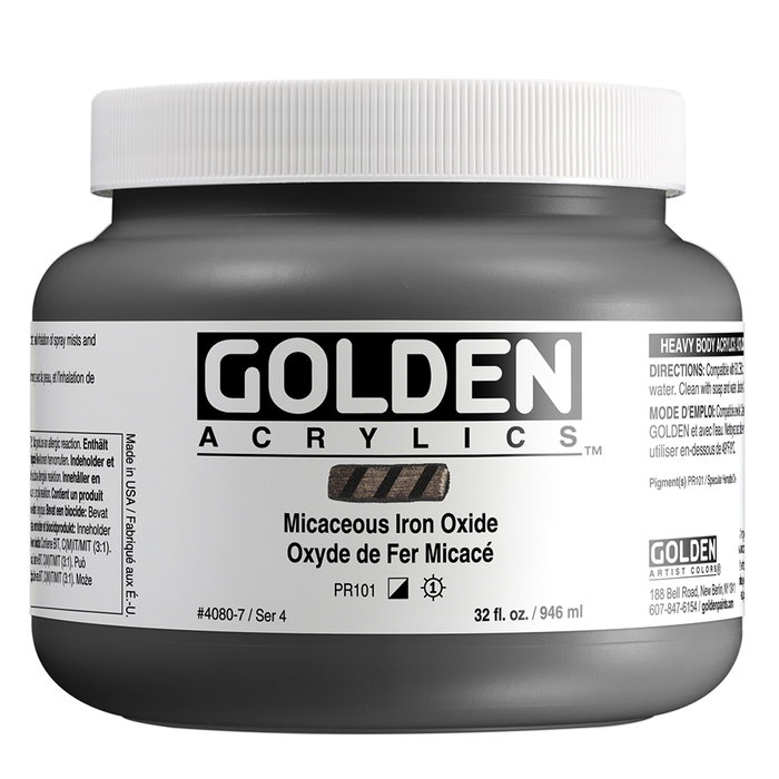 Golden Peinture acrylique Heavy Body Oxyde de fer micacé 946 ml Golden Peinture acrylique Heavy Body Oxyde de fer micacé 946 ml