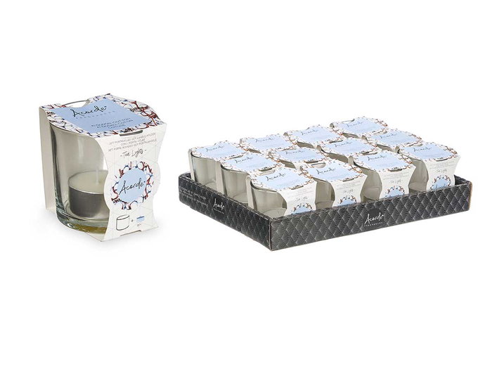 Acorde Bougeoir Tealight en Verre Blanc 7x7x7 cm - Coton 6 Heures (Set de 12)