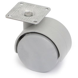 Q&Q Roulette Double Rotule Ø50 avec Platine en Plastique Gris