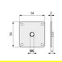 Q&Q Plaque de fixation carrée 54x54 mm, M6, M8, M10, finition zinguée