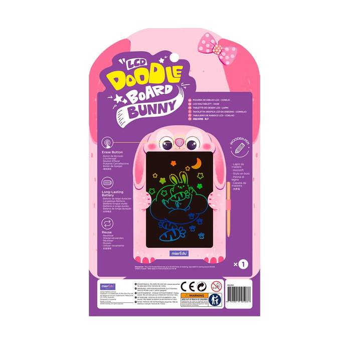 Mieredu Tableau de Dessin et Écriture LCD Effaçable à Pression, Design Lapin, pour Enfants 3 Ans et Plus, Réf. Me253