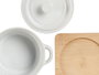 Vessia Cazuela en céramique ronde avec base en bambou 13,5 x 10,5 x 7,5 cm 200 ml blanc (Set de 24)