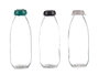 Vivalto Bouteille en verre 1 L avec couvercle en plastique, couleurs assorties (anthracite, gris, vert) 23,7 x 7,5 x 7,5 cm (Set de 12)