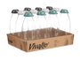 Vivalto Bouteille en verre 1 L avec couvercle en plastique, couleurs assorties (anthracite, gris, vert) 23,7 x 7,5 x 7,5 cm (Set de 12)