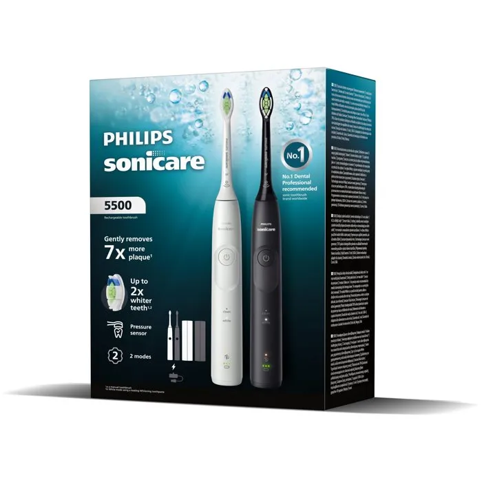Philips Sonicare Série 5500 HX7119/01 - Double manche, Blanc et noir Philips Sonicare Série 5500 HX7119/01 - Double manche, Blanc et noir