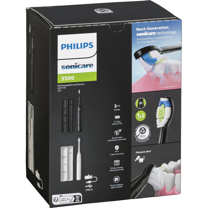 Philips Sonicare Série 5500 HX7119/01 - Double manche, Blanc et noir Philips Sonicare Série 5500 HX7119/01 - Double manche, Blanc et noir