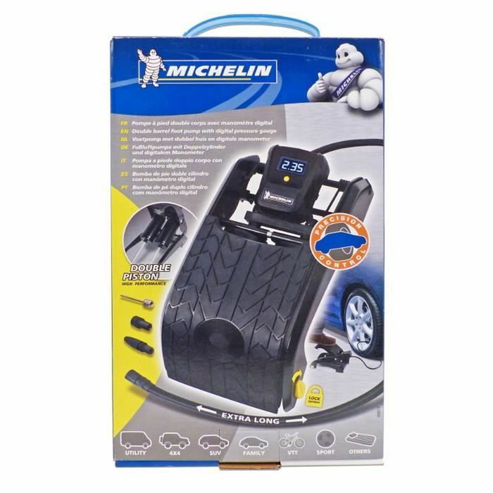 Michelin Pompe à Pied Double Piston avec Manomètre Digital Noir