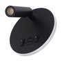 Spot LED rond 9W avec port USB-C - 630 lm 3000K noir - Applique murale orientable