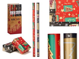 Krist+ Rouleau Papier Cadeau 70 x 200 cm Merry Christmas Motif Noël Noir et Rouge (Set de 50)