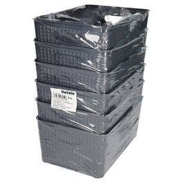 GSC Evolution Lot de 6 paniers organisateurs en plastique gris 3,3L rétractables