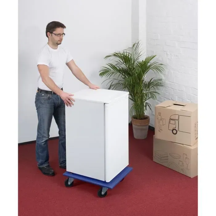 Meister Plateau roulant de manutention 590x490 mm, capacité 400 kg, 4 roulettes pivotantes 95 mm, surface antidérapante, pour meuble et sol souple