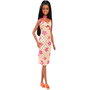 Barbie Poupée Fashionista Look avec Robe Midi à Fleurs et Coiffure mi-relevée mi-défaite - Multilingue (FR/EN/ES/DE/IT/PT) - +3 ans