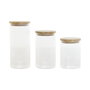 Set de 3 Boites Home ESPRIT Transparent Silicone Bambou Verre Borosilicaté 10 x 10 x 22,3 cm