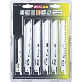 Ryobi Pack de 6 lames universelles pour scie sabre RAK06RB - 100/152 mm bois et métal - Compatible OnePlus - Blister