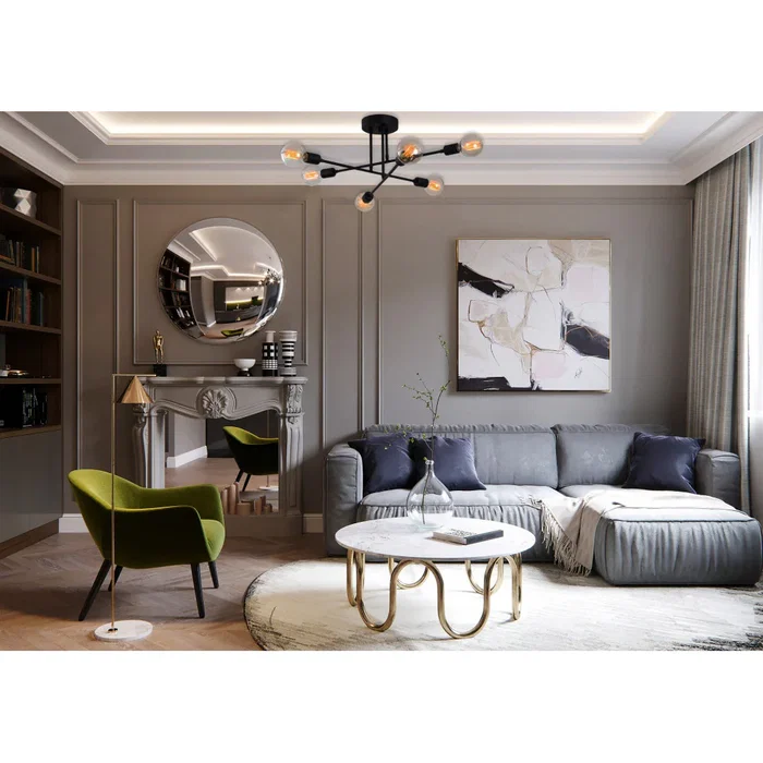 BX3 LIGHT Makurdi - Lampe de Plafond Décorative Moderne pour Intérieur, Installation sur Surface ou Suspendue, Compatible LED, Réf. BX3-OPV-521SHN1132