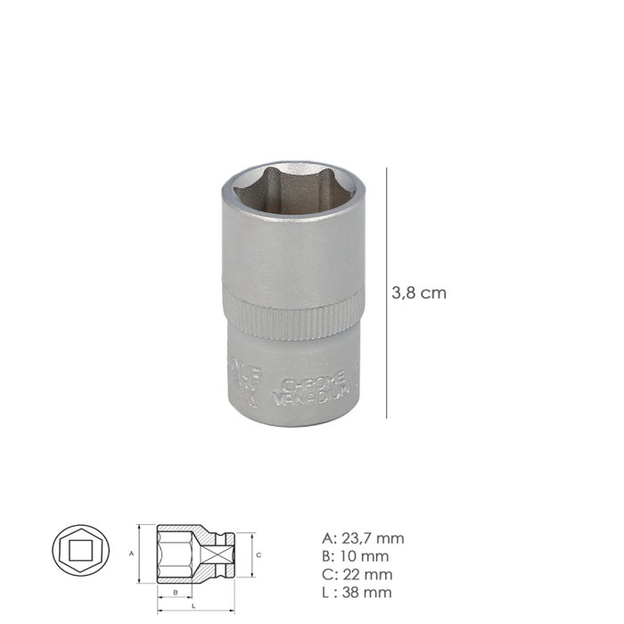 WOLFPACK LINEA PROFESIONAL Clé à douille 1/2 pol hexagonale 17 mm