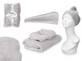 Berilo Ensemble Serviette Capuche Gris Clair 22x11x25 cm Polyester (Set de 6)