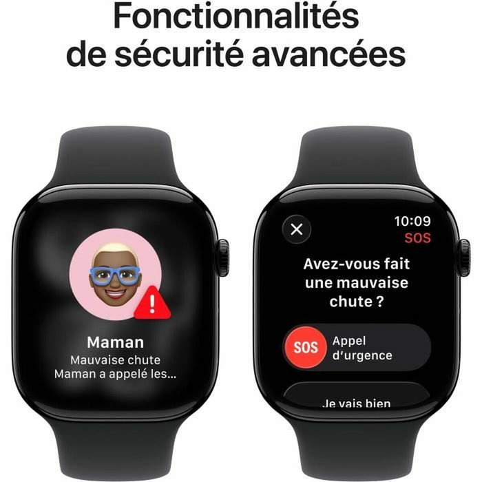Apple Watch Series 11 GPS + Cellular 46mm Aluminium Jet Black avec Bracelet Sport Band Noir S/M