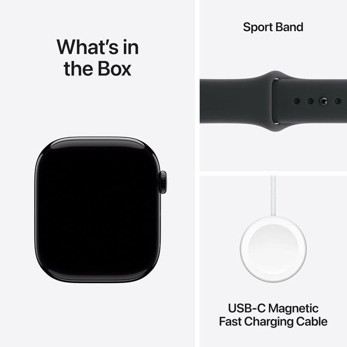 Apple Watch Series 11 GPS + Cellular 46mm Aluminium Jet Black avec Bracelet Sport Band Noir S/M