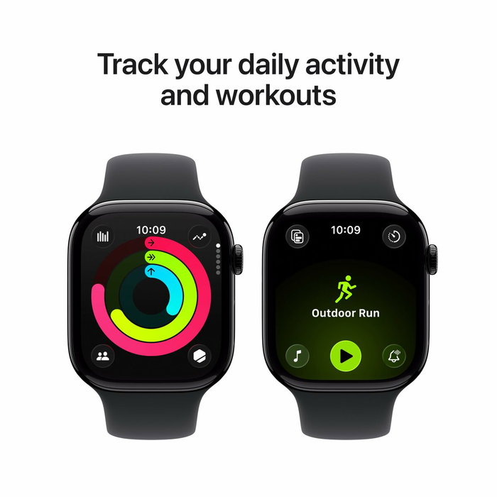 Apple Watch Series 11 GPS + Cellular 46mm Aluminium Jet Black avec Bracelet Sport Band Noir S/M