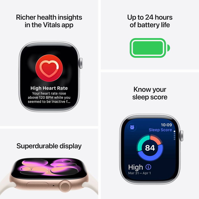 Apple Watch Series 11 GPS + Cellular 46mm Aluminium Jet Black avec Bracelet Sport Band Noir S/M