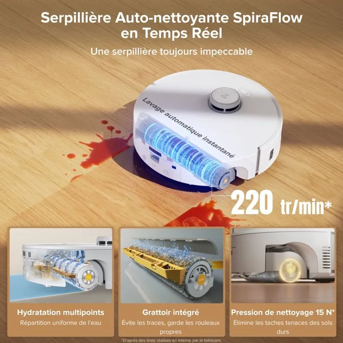 Roborock Qrevo Curv 2 FlowX - Robot aspirateur laveur avec station de lavage - Aspiration 20000 Pa - Nettoyage auto SpiraFlow - Blanc Roborock Qrevo Curv 2 FlowX - Robot aspirateur laveur avec station de lavage - Aspiration 20000 Pa - Nettoyage auto SpiraFlow - Blanc