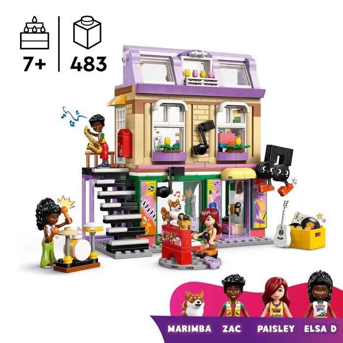 LEGO Friends 42653 Le Magasin de Musique et l'Appartement - Jeu de Construction avec 3 Mini-Poupées et Corgi - pour Enfants de 7 Ans et Plus