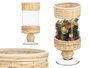 GIFTDECOR Porte-bougie Coupe Cylindrique Haute en Verre et Rotin