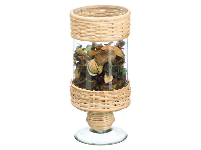 GIFTDECOR Porte-bougie Coupe Cylindrique Haute en Verre et Rotin GIFTDECOR Porte-bougie Coupe Cylindrique Haute en Verre et Rotin