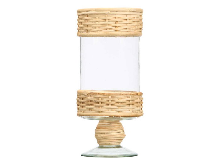GIFTDECOR Porte-bougie Coupe Cylindrique Haute en Verre et Rotin GIFTDECOR Porte-bougie Coupe Cylindrique Haute en Verre et Rotin